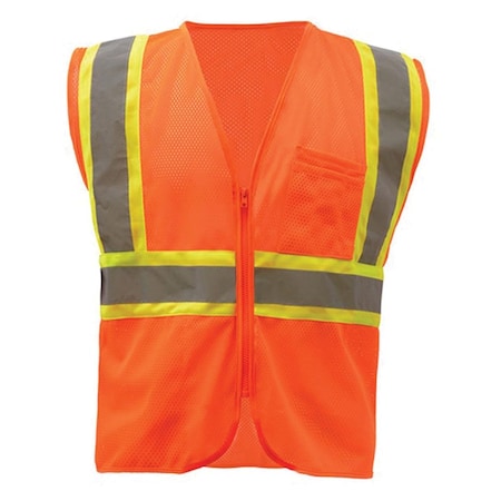 Gss Safety Two-Tone Safety Vest L Class 2 , Zipper 1006